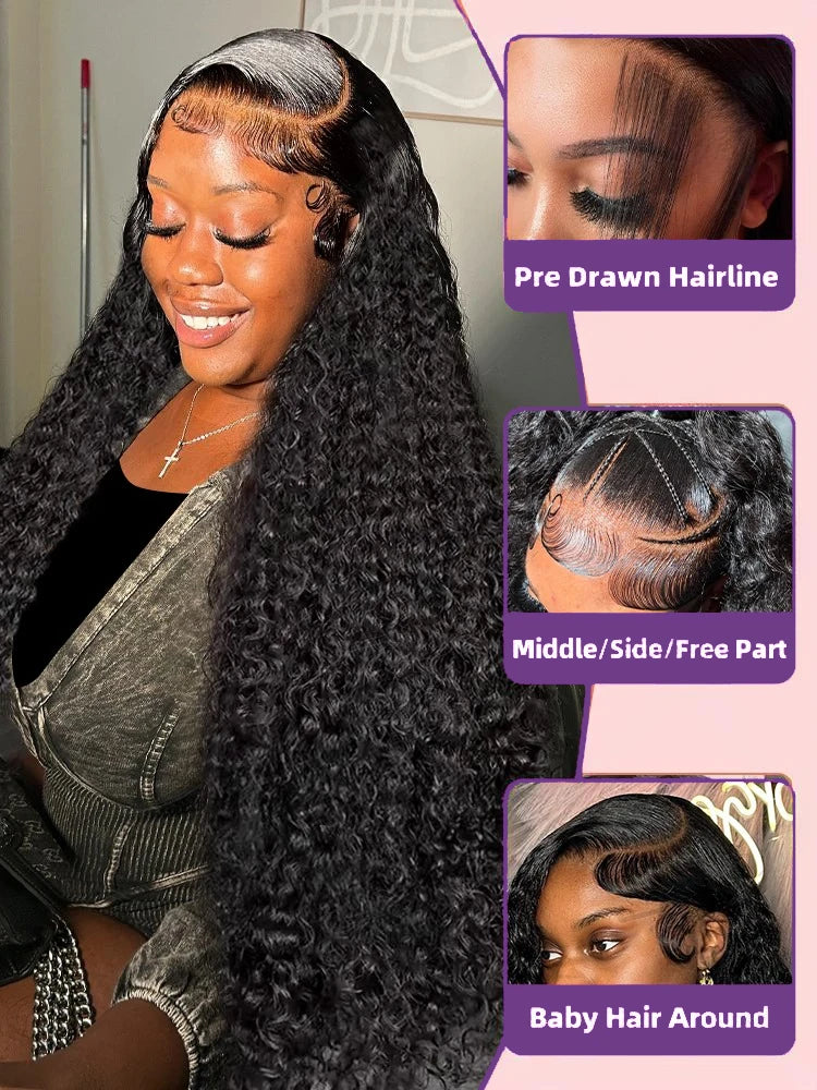 30 36 Inch Deep Wave 13x6 Lace Front Human Hair Wigs 250 Density 5x5 Glueless Wig Brazilian Water Curly 13x4 Lace Frontal Wigs