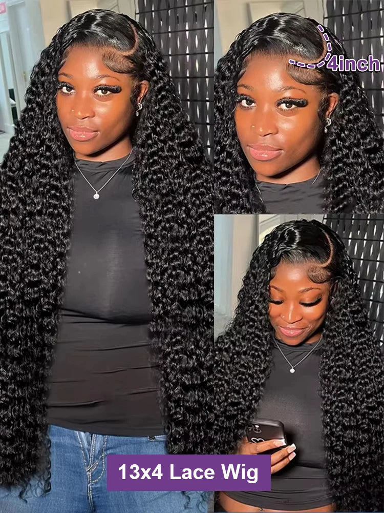 30 36 Inch Deep Wave 13x6 Lace Front Human Hair Wigs 250 Density 5x5 Glueless Wig Brazilian Water Curly 13x4 Lace Frontal Wigs