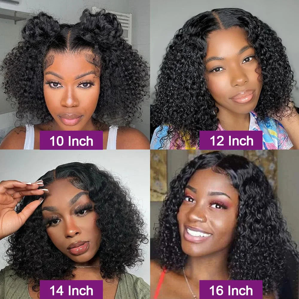 Short Bob Curly 13x4 Lace Front Human Hair Wigs Brazilian Virgin 100% Human Hair Deep Wave Bob Wigs 200% Density 4x4 Closure Wig