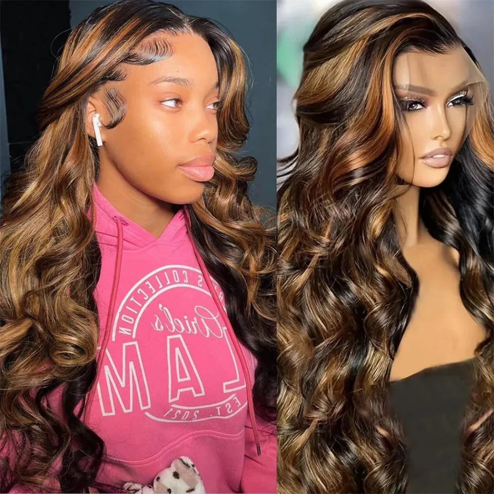 1B/30 Ombre Highlight Lace Front Wigs Human Hair 13x6 Body Wave Wig Human Hair 13x4 Transparent Lace Frontal Wigs For Women