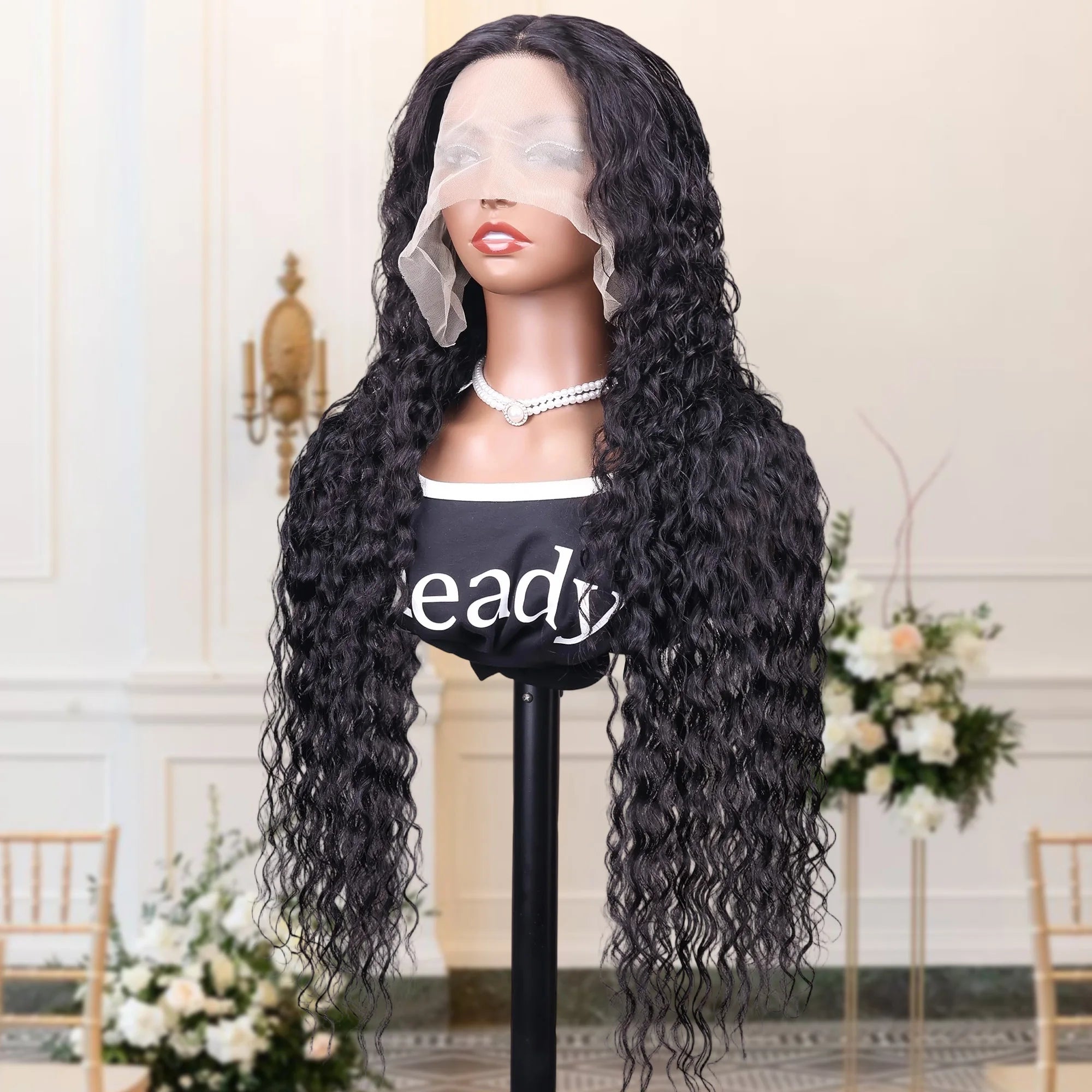 250% Curly Deep Water Wave 13x4 HD Lace Front Wigs PrePlucked Brazilian 100% Human Hair 13x6 Lace Frontal Closure Wig 32 34 Inch