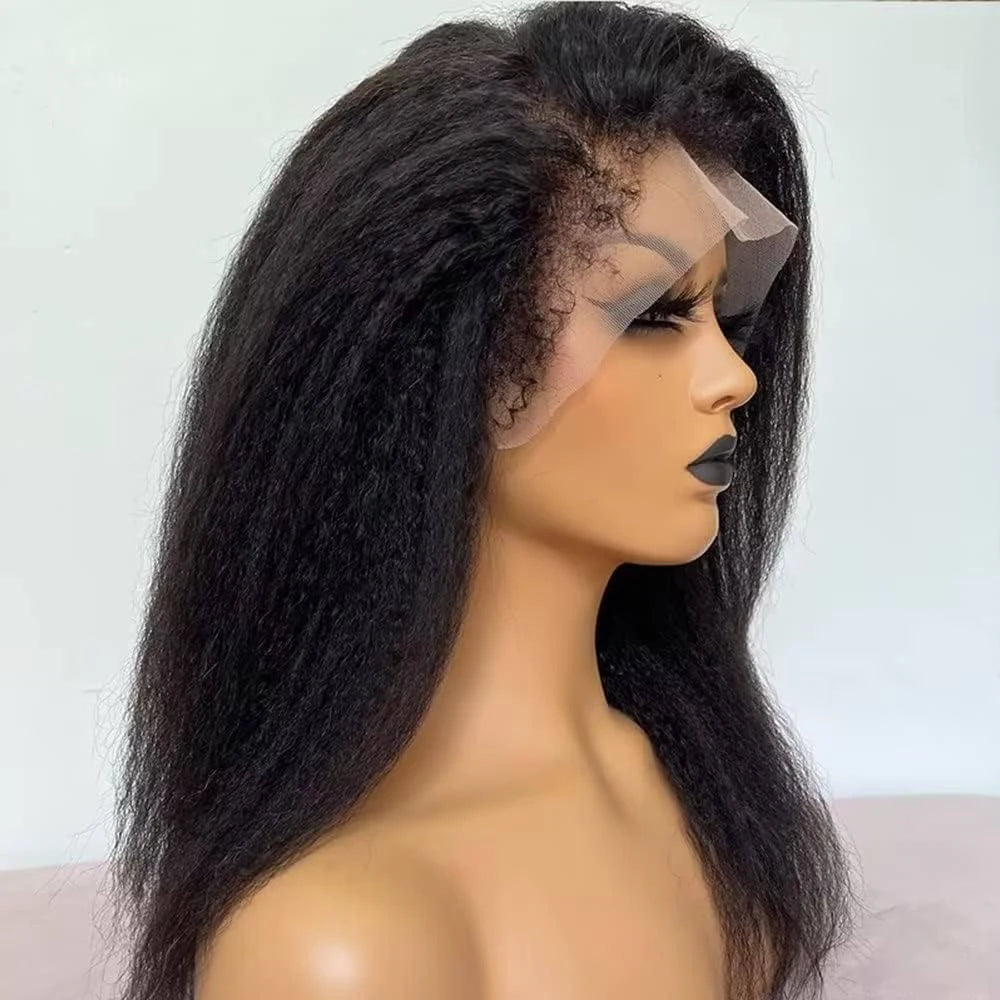 Kinky Straight Wig 4C Edges Baby Hair 13x6 Transparent Lace Front Wig Human Hair Pre Plucked 13x4 Yaki Straight Human Hair Wigs