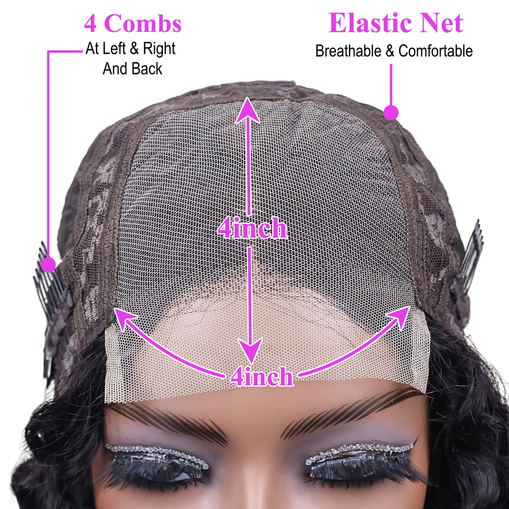 200% Density Water Wave Bob Wig 14 16 Inch 4x4 HD Lace Front Water Wave Wig Water Curly Brazilian Human Hair Wigs For Women
