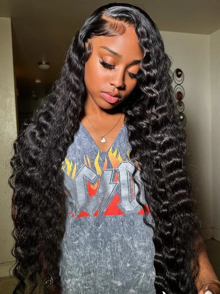 46 Inch HD 13x6 Loose Deep Wave Lace Frontal Human Hair Wig Brazilian 13x4 360 Water Curly Lace Front Wigs For Women 200 Density