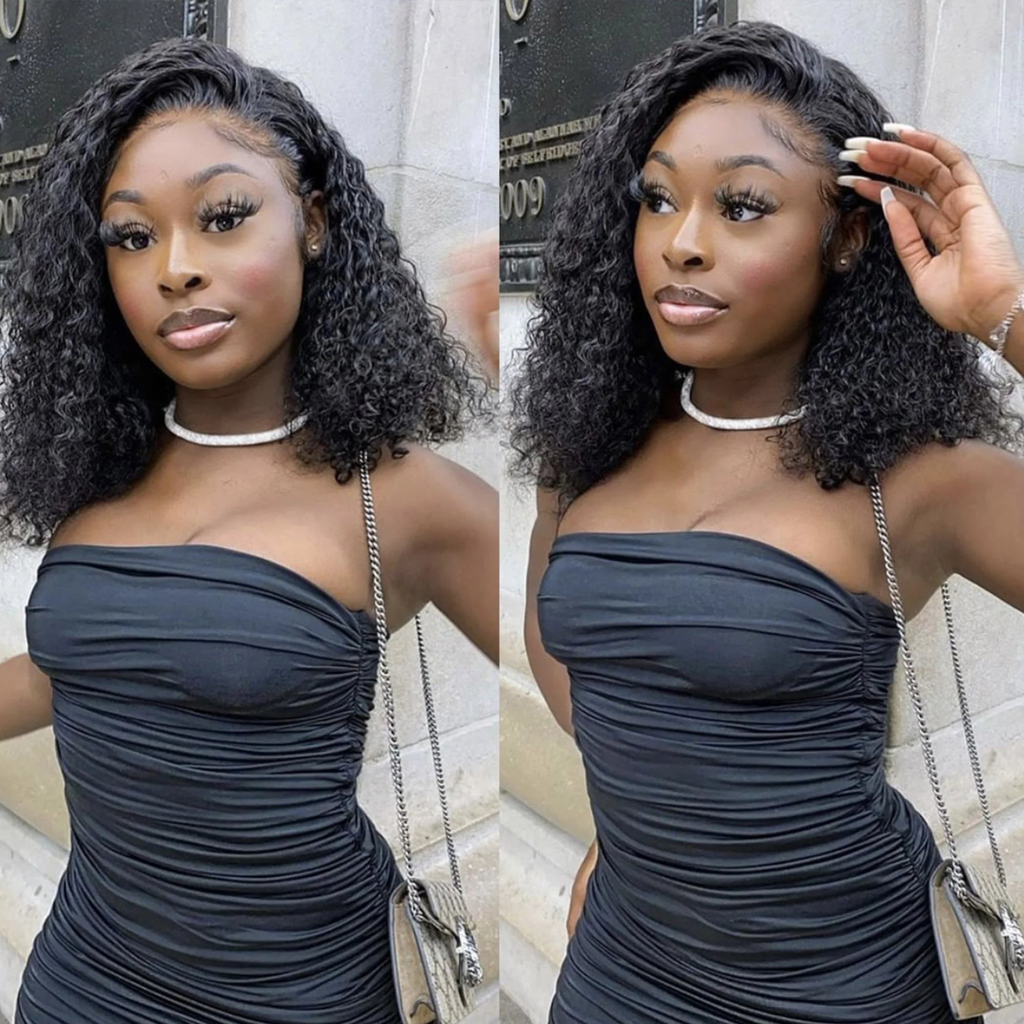 200% Density Water Wave Bob Wig 14 16 Inch 4x4 HD Lace Front Water Wave Wig Water Curly Brazilian Human Hair Wigs For Women