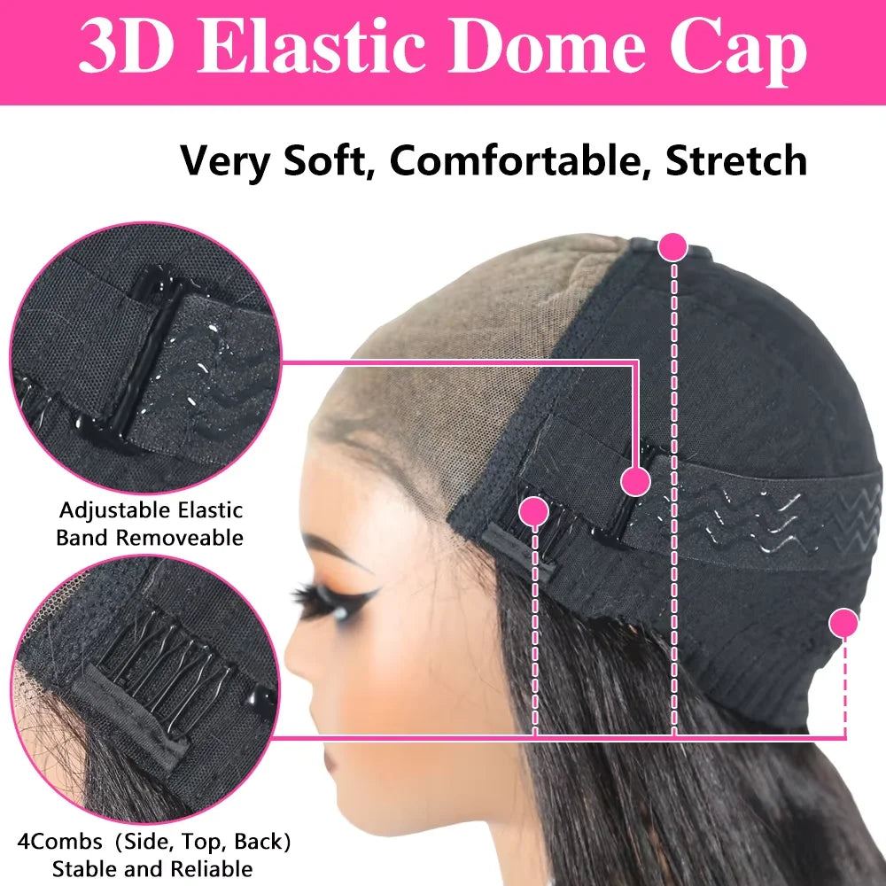 Glueless Wigs Virgin Human Hair Ready To Wear Pre Plucked Pre Cut No Glue 6X4 Bone Straight 100% Human Hair Lace Wigs for Women
