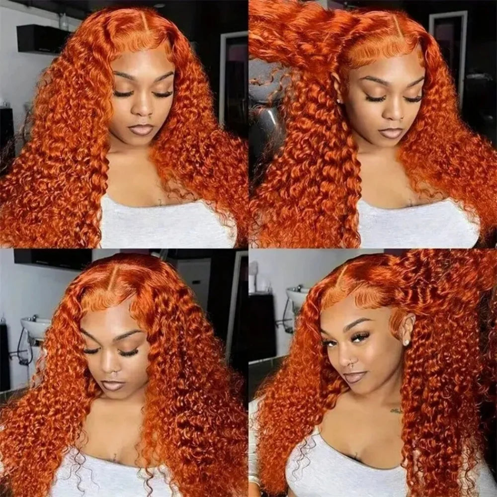 Ginger Human Hair Wigs Deep Wave 13X6 30inch Hd Lace Frontal Wigs Human Hair 220 Density Brazilian Hair Colored Lace Front Wigs