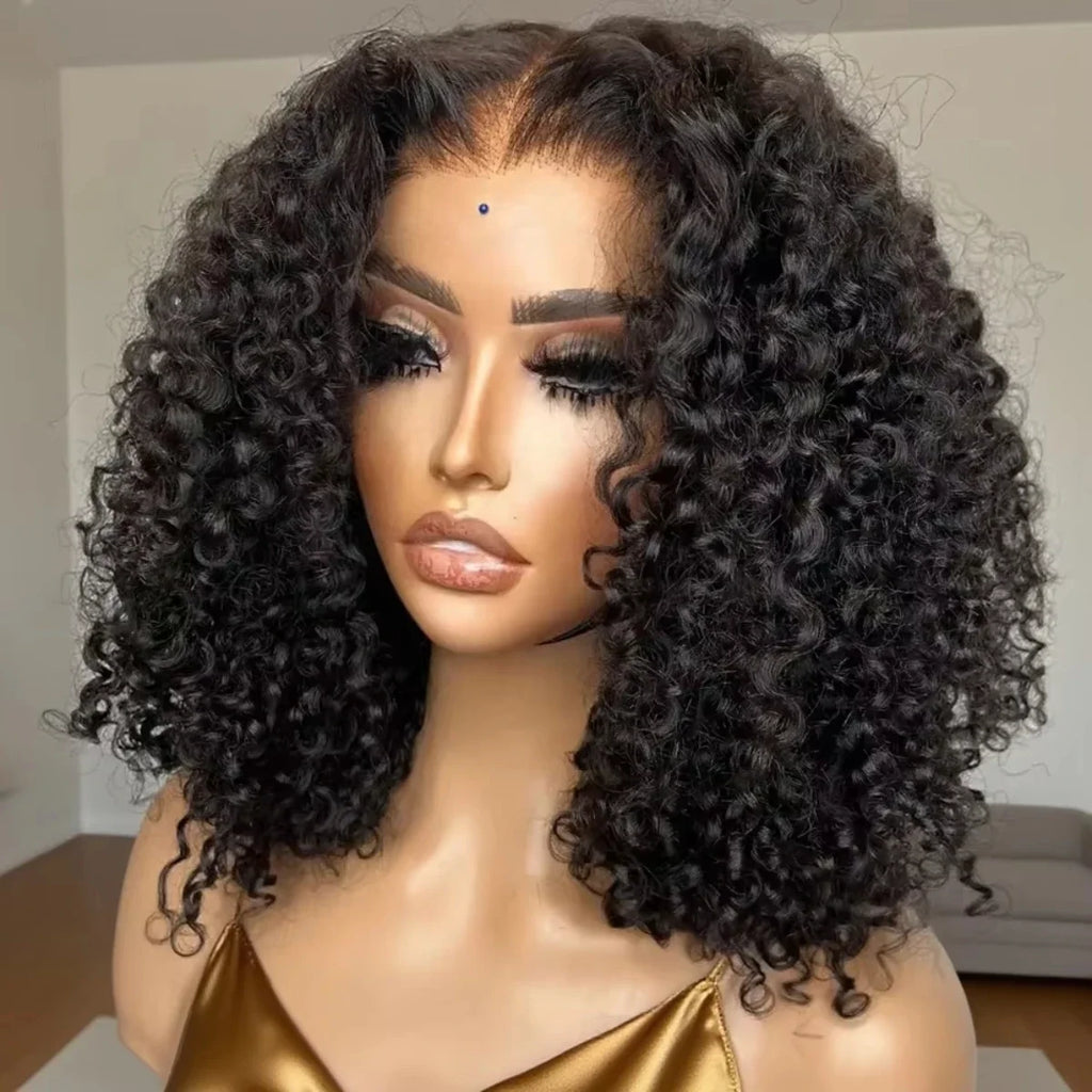 Curly Short Bob 300% Density 13x4 HD Lace Front Human Hair Wigs Women Water Wave Brazilian Lace Frontal Wig 2x6 Lace Closure Wig