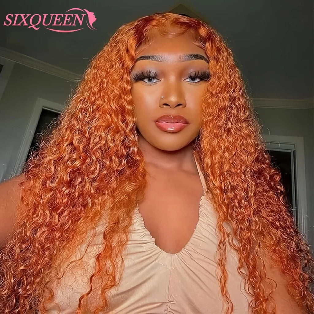 Ginger Human Hair Wigs Deep Wave 13X6 30inch Hd Lace Frontal Wigs Human Hair 220 Density Brazilian Hair Colored Lace Front Wigs