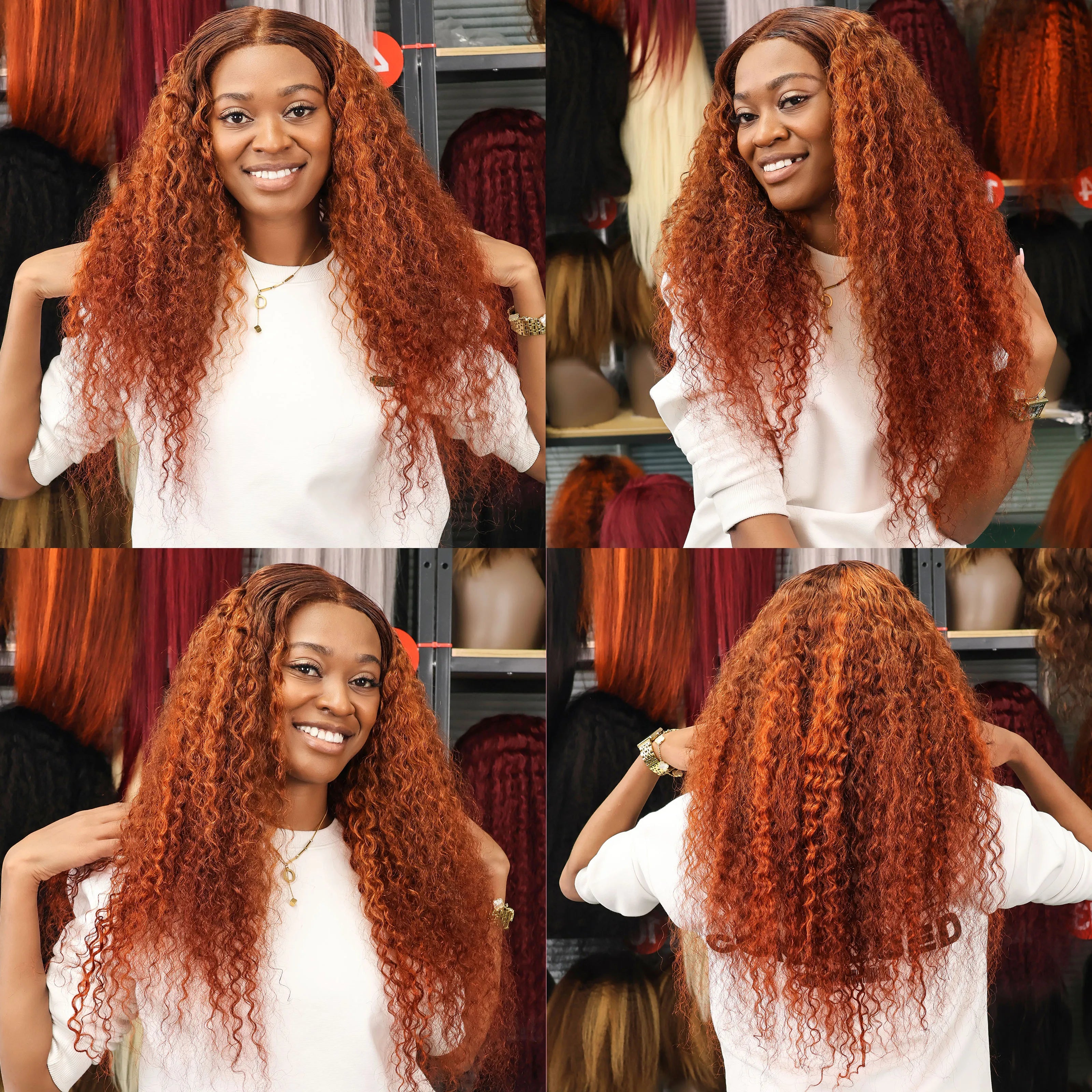 Highlight 4/350 Water Wave 13x6 HD Lace Frontal Wig Brown Ginger Human Hair Wig For Women 13x4 Transparent Lace Front Curly Wigs