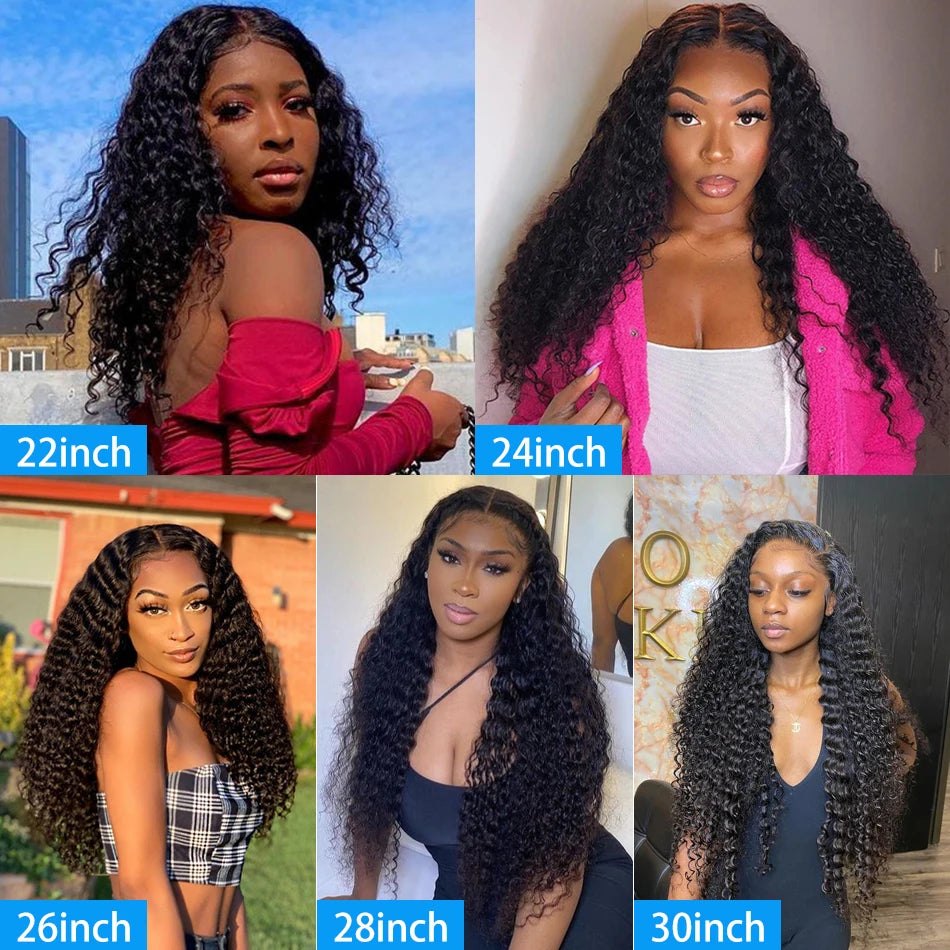 200% Deep Wave 13x4 13x6 Lace Frontal Human Hair Wigs Brazilian Remy 30 40 Inch Water Wave 360 Hd Lace Front Wig For Women