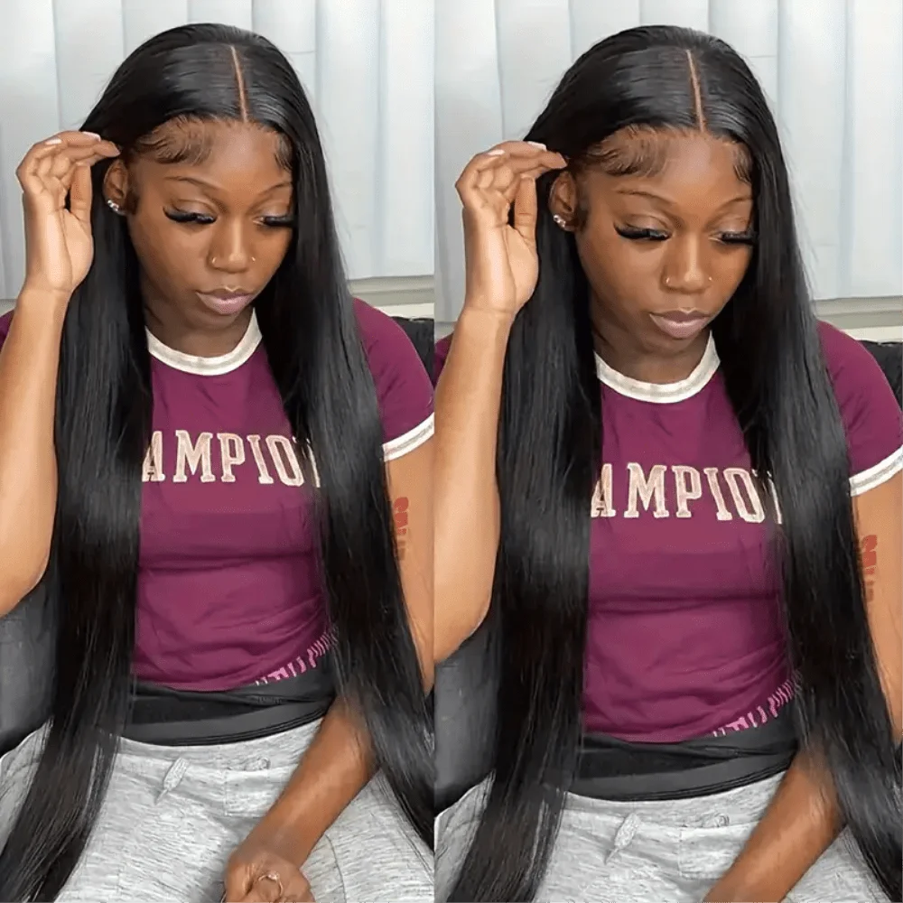13×6 Lace Frontal Wig Straight 38 Inch 13×4 Brazilian Human Hair Pre Plucked Front Natural Black For Women 180 Density Sale