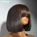 Wear and Go Glueless 3x1 Closure Fringe Bob Super Double Drawn Natural Black Bone Straight Human Hair Bob Wig with Bangs