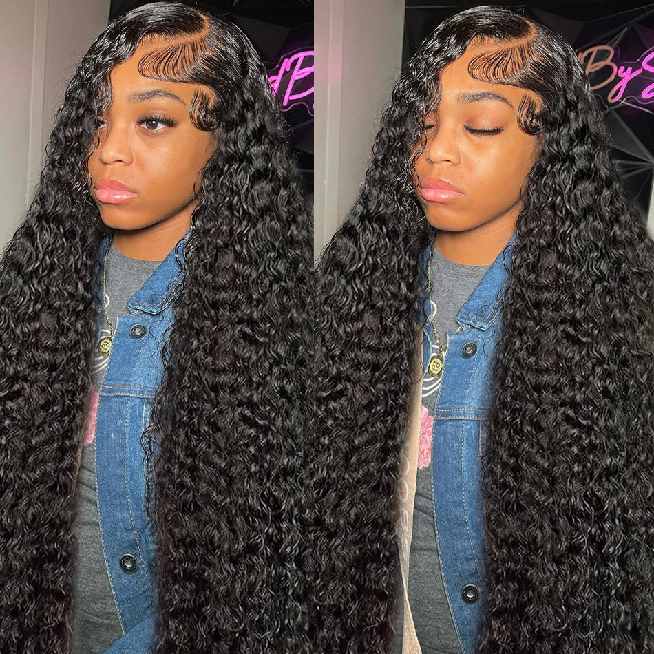 200% Deep Wave 13x4 13x6 Lace Frontal Human Hair Wigs Brazilian Remy 30 40 Inch Water Wave 360 Hd Lace Front Wig For Women