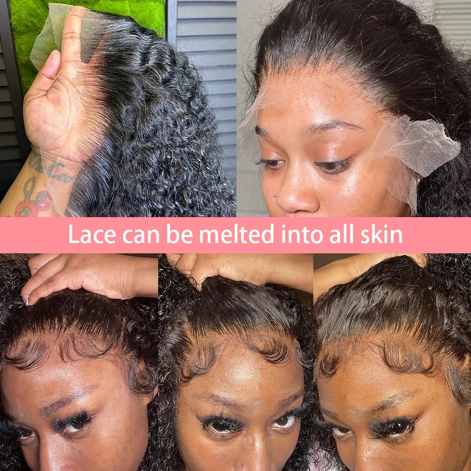 Brazilian Loose Deep Wave 13x4 Lace Frontal Wigs 100% Human Hair 200% Density Transparent 4x4 Lace Front Wig Curly Short Bob Wig