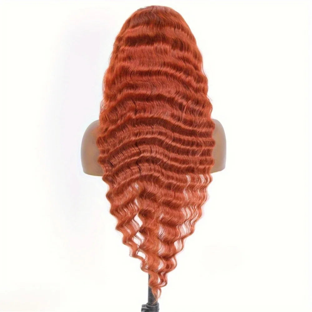 Ginger Human Hair Wigs Deep Wave 13X6 30inch Hd Lace Frontal Wigs Human Hair 220 Density Brazilian Hair Colored Lace Front Wigs