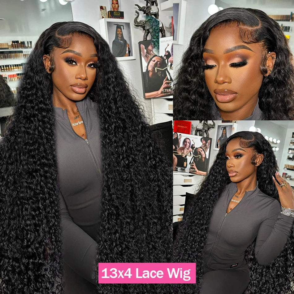 200% Deep Wave 13x4 13x6 Lace Frontal Human Hair Wigs Brazilian Remy 30 40 Inch Water Wave 360 Hd Lace Front Wig For Women