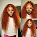 30 36 Inch Curly Orange Ginger Human Hair Wig For Women Water Wave Lace Front Wig 13X4 13X6 Hd Lace Deep Wave Frontal Wigs