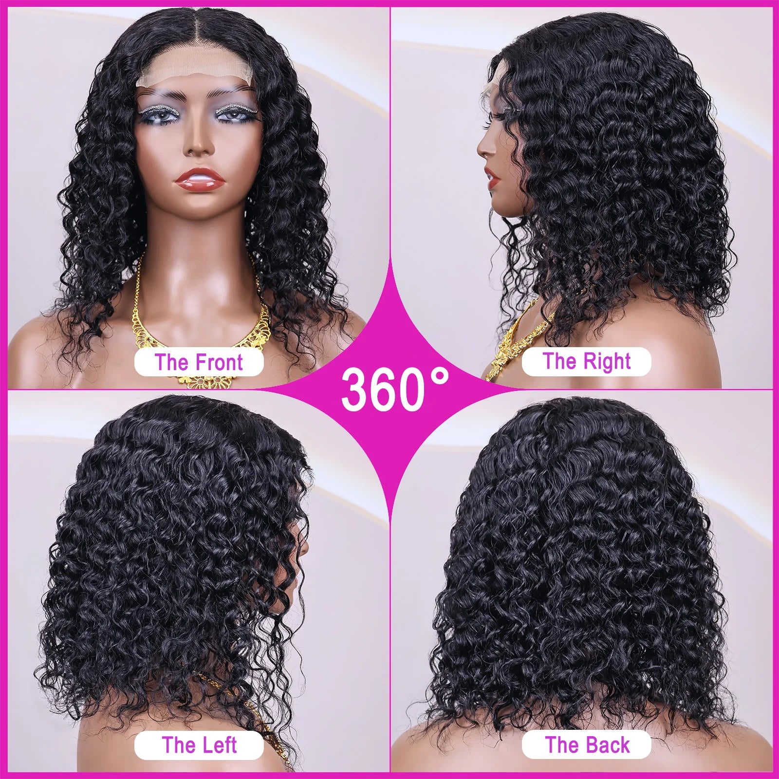 200% Density Water Wave Bob Wig 14 16 Inch 4x4 HD Lace Front Water Wave Wig Water Curly Brazilian Human Hair Wigs For Women