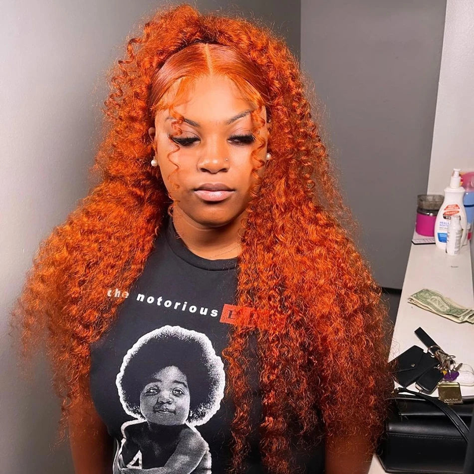 Curly Wigs 13X4 Oranger Ginger Colored 13X6 Hd Lace Frontal Wigs Deep Wave Wig Human Hair Preplucked Brazilian Lace Front Wig