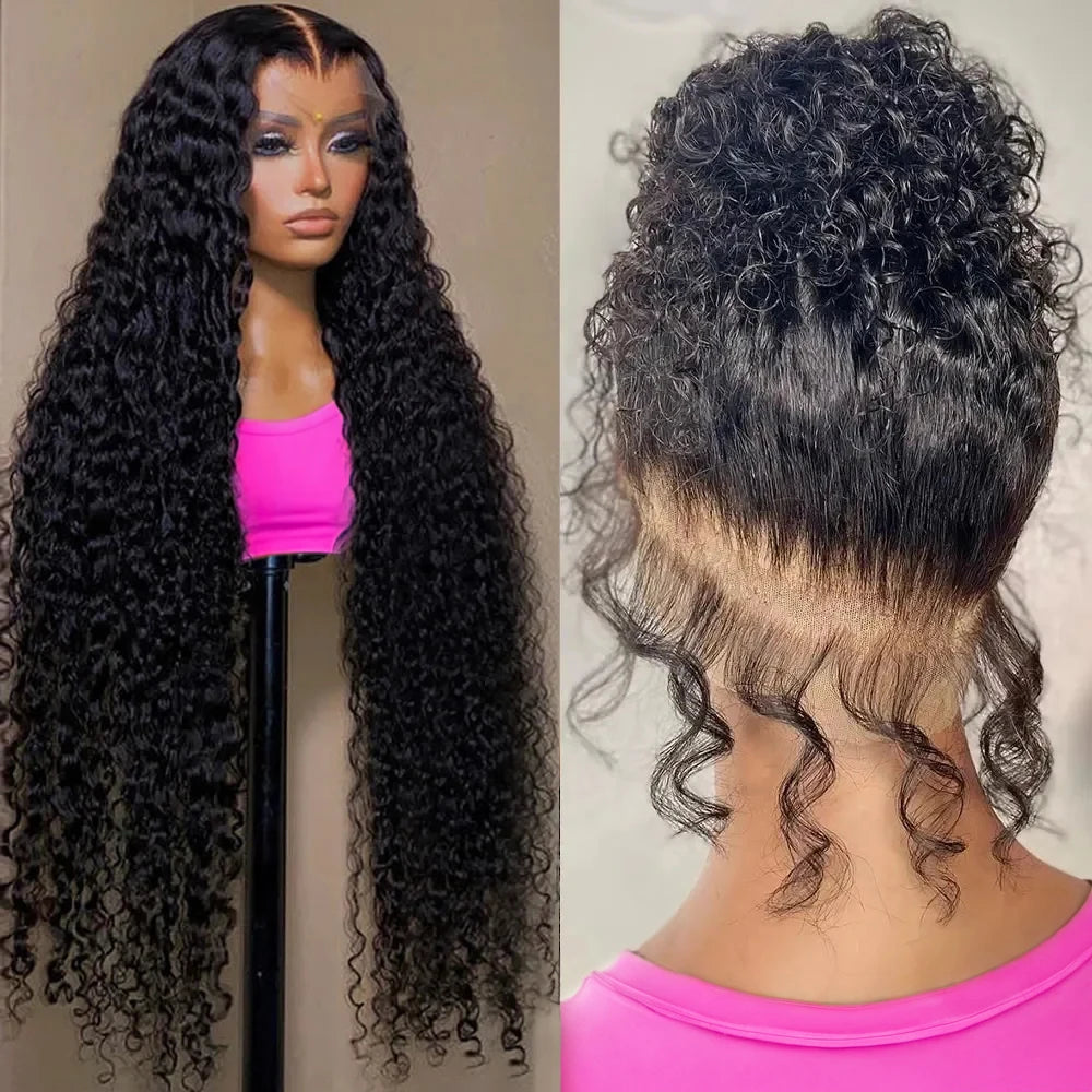 200% Deep Wave 13x4 13x6 Lace Frontal Human Hair Wigs Brazilian Remy 30 40 Inch Water Wave 360 Hd Lace Front Wig For Women