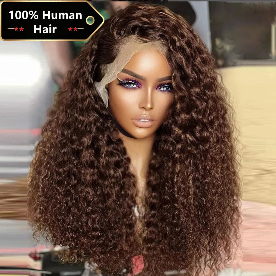 Deep Wave Frontal Wig 13x4 13x6 Hd Lace 30 Inch Chocolate Brown Curly Lace Front Human Hair Water Wave Brazilian Wigs For Women