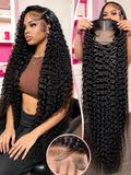 Deep Wave Human Hair Wigs 13X6 Hd Lace Frontal Wig Water Wave Lace Front Wigs Curly Brazilian Wigs 250 Density 40 Inch For Wome