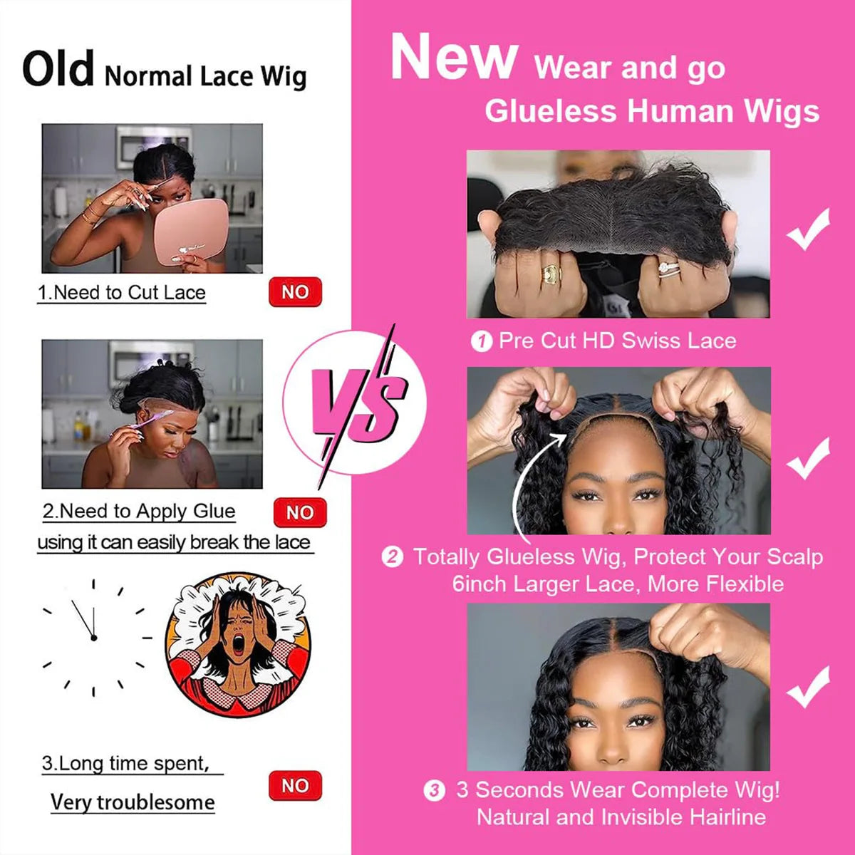 Wear and Go Glueless 3x1 Closure Fringe Bob Super Double Drawn Natural Black Bone Straight Human Hair Bob Wig with Bangs