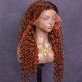 Highlight 4/350 Water Wave 13x6 HD Lace Frontal Wig Brown Ginger Human Hair Wig For Women 13x4 Transparent Lace Front Curly Wigs