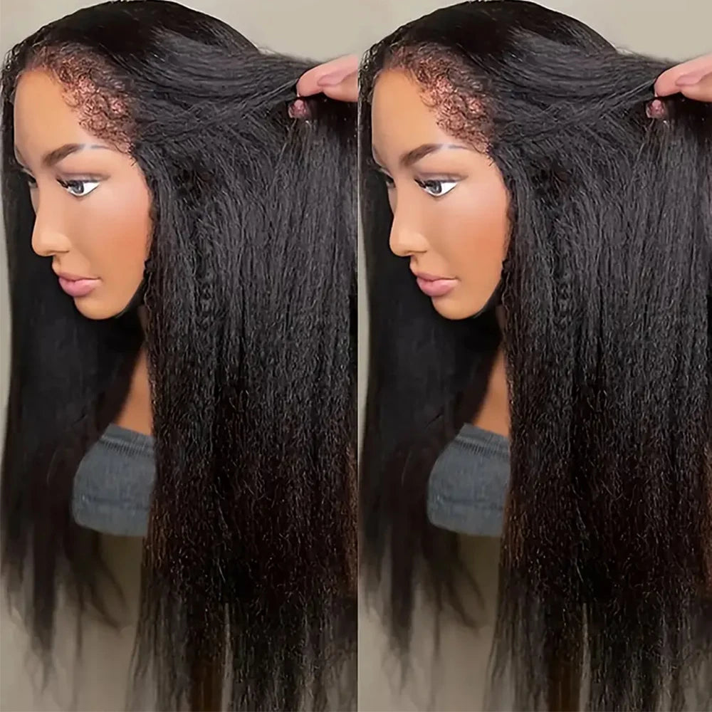 Kinky Straight Wig 4C Edges Baby Hair 13x6 Transparent Lace Front Wig Human Hair Pre Plucked 13x4 Yaki Straight Human Hair Wigs