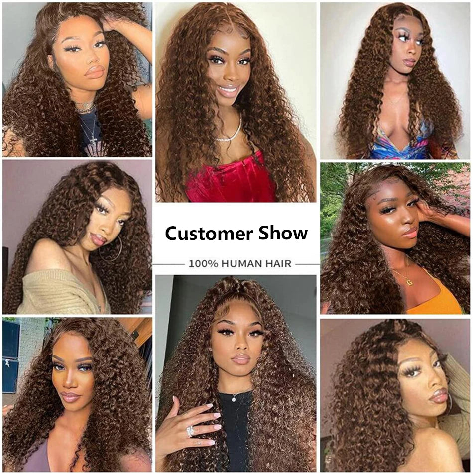 Deep Wave Frontal Wig 13x4 13x6 Hd Lace 30 Inch Chocolate Brown Curly Lace Front Human Hair Water Wave Brazilian Wigs For Women